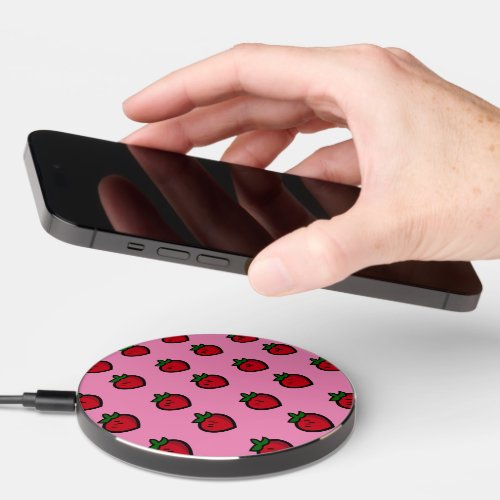 Cute Red Favorite Cartoon Strawberries Wireless Charger