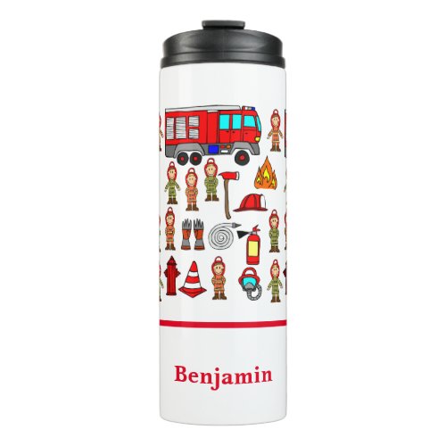 Cute Red Fire Engine  Fire Fighters  Thermal Tumbler