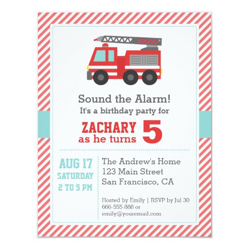 Fire Engine Party Invitations 4