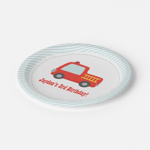 Cute Red Fire Truck Boys Birthday Party Supplies Paper Plates