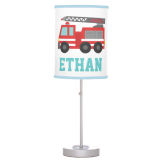 Cute Red Fire Truck for Boys Bedroom Desk Lamp