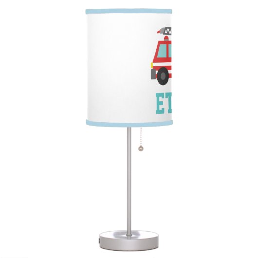 Cute Red Fire Truck for Boys Bedroom Table Lamp (Left)