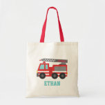 Cute Red Fire Truck For Boys, Name Tote Bag at Zazzle