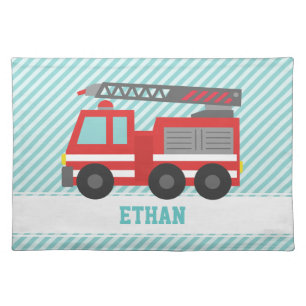 Cute Red Fire Truck for Little Boys Placemat