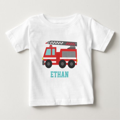 Cute Red Fire Truck for Little Fire fighters Baby T_Shirt