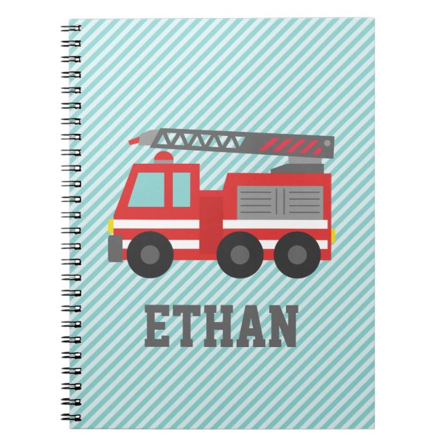 Cute Red Fire Truck for Little Fire fighters Notebook (Front)