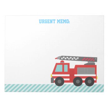 Cute Red Fire Truck For Little Fire Fighters Notepad by RustyDoodle at Zazzle