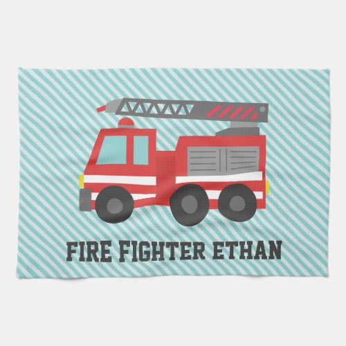 Cute Red Fire Truck for Little Fire fighters Towel