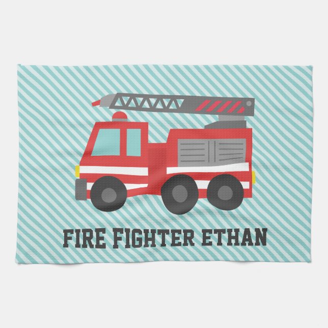 Cute Red Fire Truck for Little Fire fighters Towel (Horizontal)