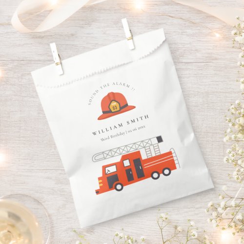 Cute Red Firetruck Engine Kids Any Age Birthday Favor Bag