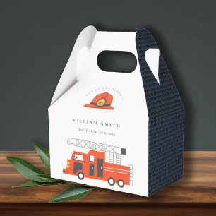 Cute Red Firetruck Engine Kids Any Age Birthday Favor Boxes