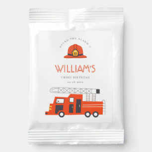 Cute Red Firetruck Engine Kids Any Age Birthday Lemonade Drink Mix