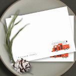 Cute Red Firetruck Engine Kids Any Age Birthday Note Card<br><div class="desc">A Fun Cute Boys FIRE TRUCK THEME BIRTHDAY Collection.- it's an Elegant Simple Minimal sketchy Illustration of red fire truck with fireman hat, perfect for your little ones birthday party. It’s very easy to customize, with your personal details. If you need any other matching product or customization, kindly message via...</div>