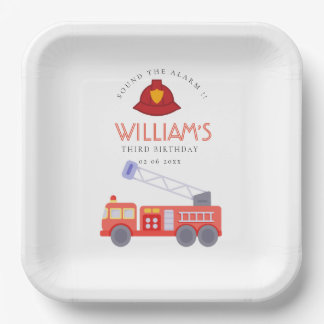 Cute Red Firetruck Engine Kids Any Age Birthday Pa Paper Plates