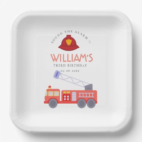 Cute Red Firetruck Engine Kids Any Age Birthday Pa Paper Plates