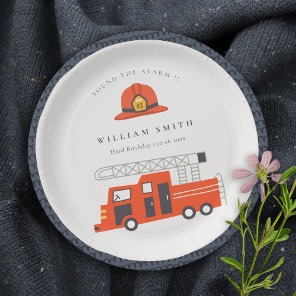 Cute Red Firetruck Engine Kids Any Age Birthday Paper Plates