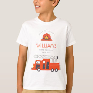 Cute Red Firetruck Engine Kids Any Age Birthday T-Shirt