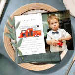 Cute Red Firetruck Engine Kids Any Age Birthday  Thank You Card<br><div class="desc">A Fun Cute Boys FIRE TRUCK THEME BIRTHDAY Collection.- it's an Elegant Simple Minimal sketchy Illustration of red fire truck with fireman hat, perfect for your little ones birthday party. It’s very easy to customize, with your personal details. If you need any other matching product or customization, kindly message via...</div>