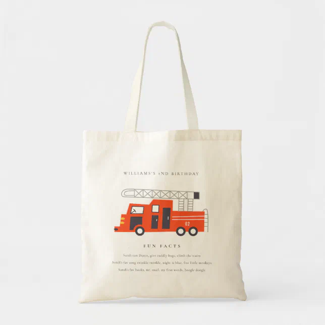 CafePress Fire Truck 6th Birthday Tote Bag - Reusable Natural Canvas Shopping Bag (Multiple Sizes)