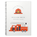 Cute Red Firetruck Kids Any Age Birthday Guestbook Notebook at Zazzle