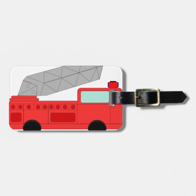 Cute Red Firetruck Luggage Tag (Front Horizontal)