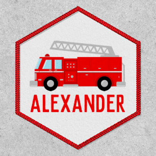Cute Red Firetruck Name Patch