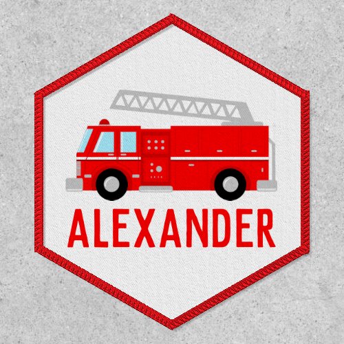 Cute Red Firetruck Name Patch