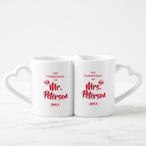 Cute Red First Christmas as Mr Mrs Couple Coffee Mug Set