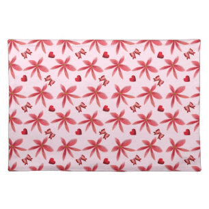 Cute Red Floral Heart Pattern Seamless Girly  Cloth Placemat