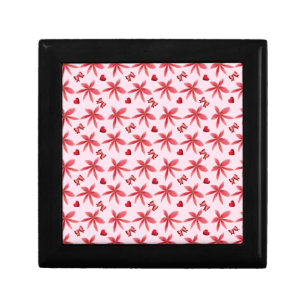 Cute Red Floral Heart Pattern Seamless Girly  Gift Box