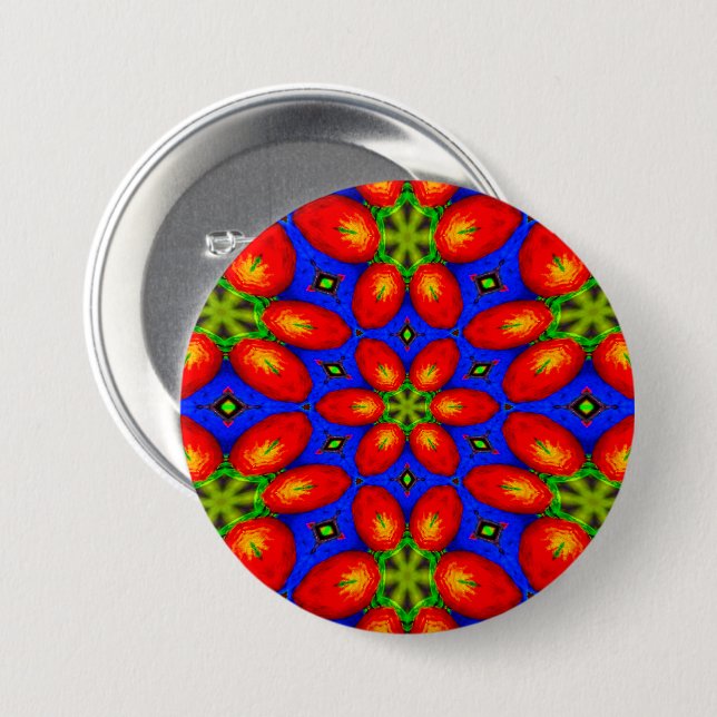 Cute Red Floral Pattern Button (Front & Back)