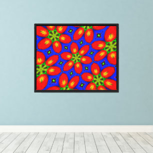 Cute Red Floral Pattern Canvas Print