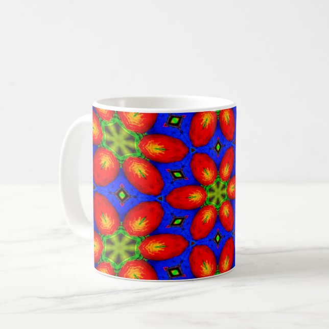Cute Red Floral Pattern Coffee Mug (Front Left)