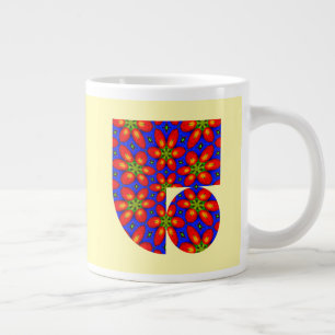 Cute Red Floral Pattern Giant Coffee Mug