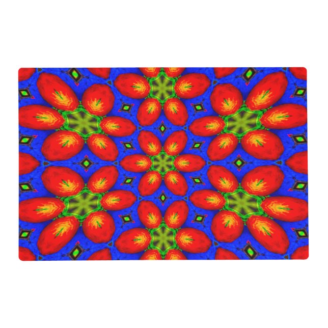 Cute Red Floral Pattern Placemat (Front)