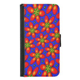 Cute Red Floral Pattern Samsung Galaxy S5 Wallet Case