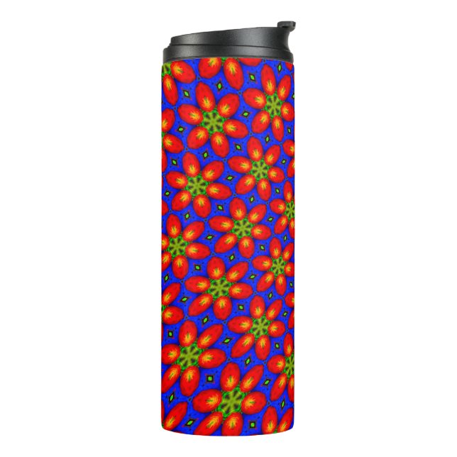 Cute Red Floral Pattern Thermal Tumbler (Rotated Left)