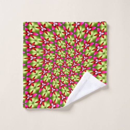 Cute Red Floral Patterns Wash Cloth