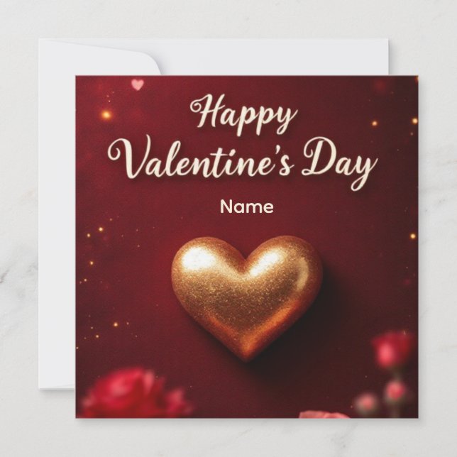 Cute Red floral & Pink Hearts Valentine's Day Save The Date (Front)