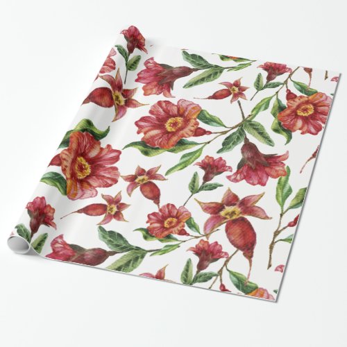 Cute Red Flowers Wrapping Paper