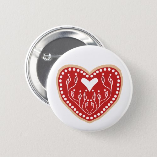 Cute Red Folk Art Heart Button