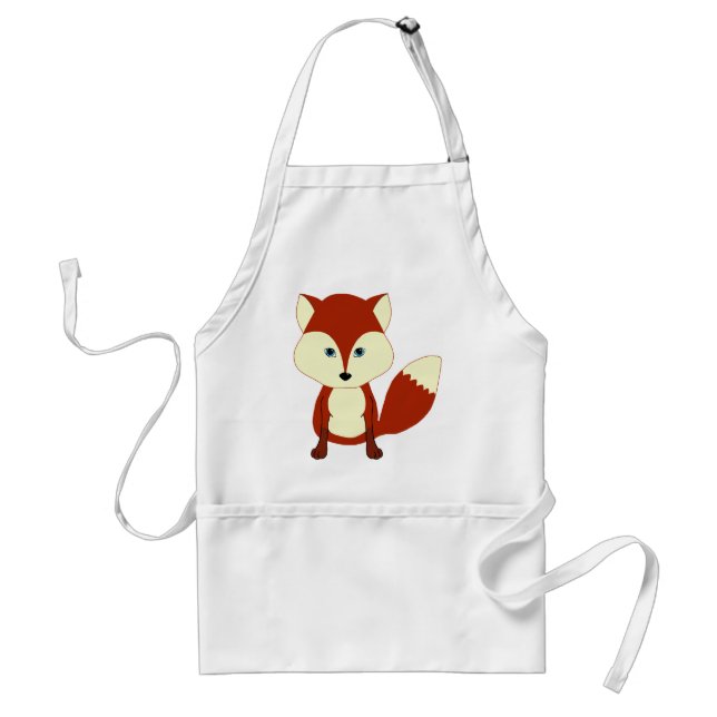 Cute Red Fox Adult Apron (Front)