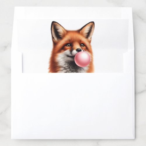 Cute Red Fox Blowing Bubbles Gum  Envelope Liner