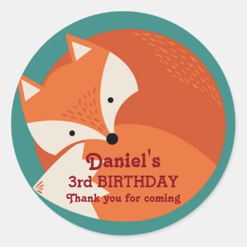 Cute Red Fox Cartoon Animals Birthday Stickers by raindwops at Zazzle