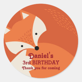 Cute Red Fox Cartoon Animals Birthday Stickers