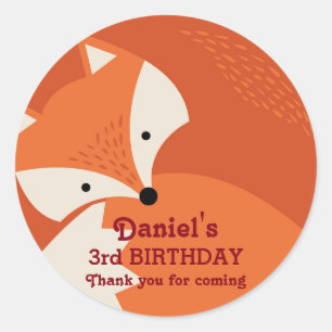 Cute Red Fox Cartoon Animals Birthday Stickers