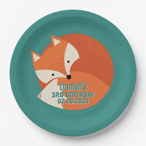 Cute Red Fox Cartoon Animals Kids Birthday Paper Plates