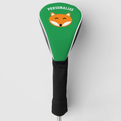 Cute red fox cartoon custom name golf head cover