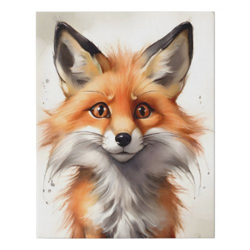 Cute Red Fox Closeup Portrait Faux Canvas Print