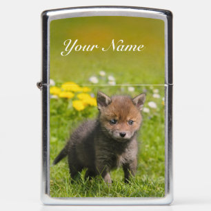 Cute Red Fox Cub Wild Baby Animal - windproof Zippo Lighter